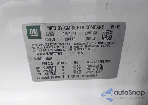 2016 Buick Encore from USA, damaged, VIN KL4CJASB9GB707993